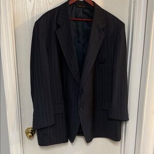 Elegant Navy Pinstripe Men's Blazer